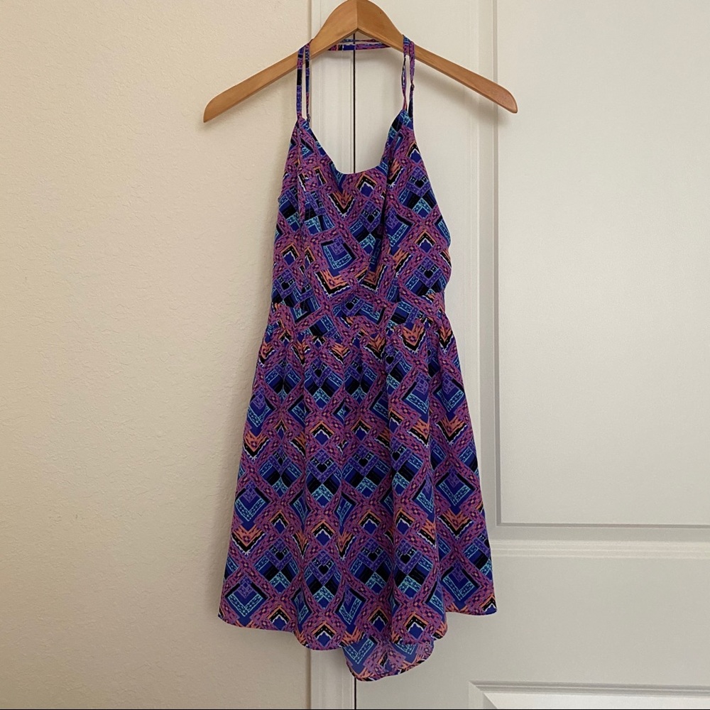 Open back geo print beach dress